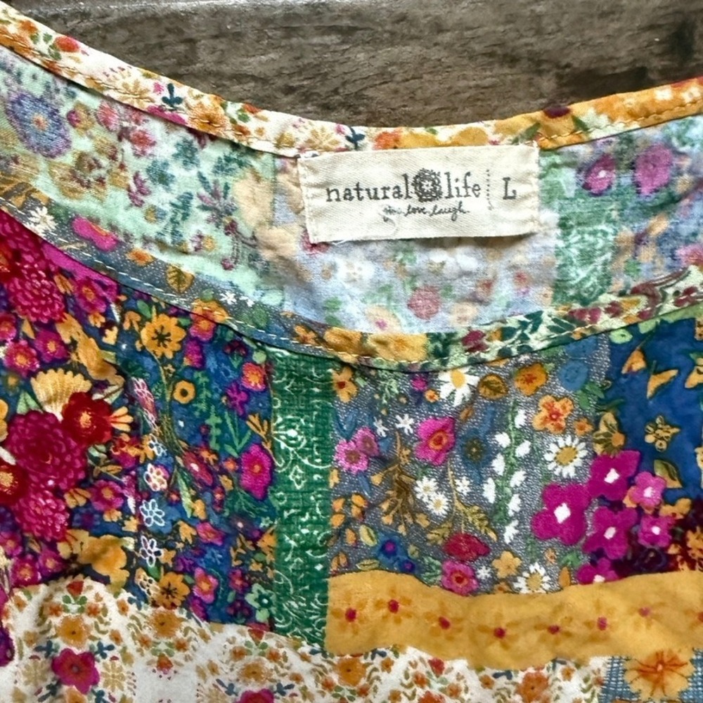 Natural Life Zoe Mandala Patchwork Wide-Leg Jumpsuit,Multi, L (NWOT) - Picture 3 of 10